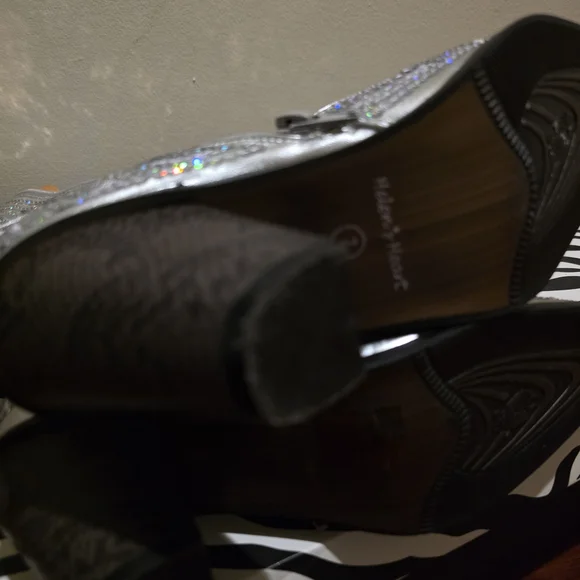 Dazzling Silver Glitter Heeled Boots